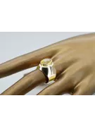 14k żółte złoto Żółty Perydot Pierścionek Klasyczny Vintage vrc296y